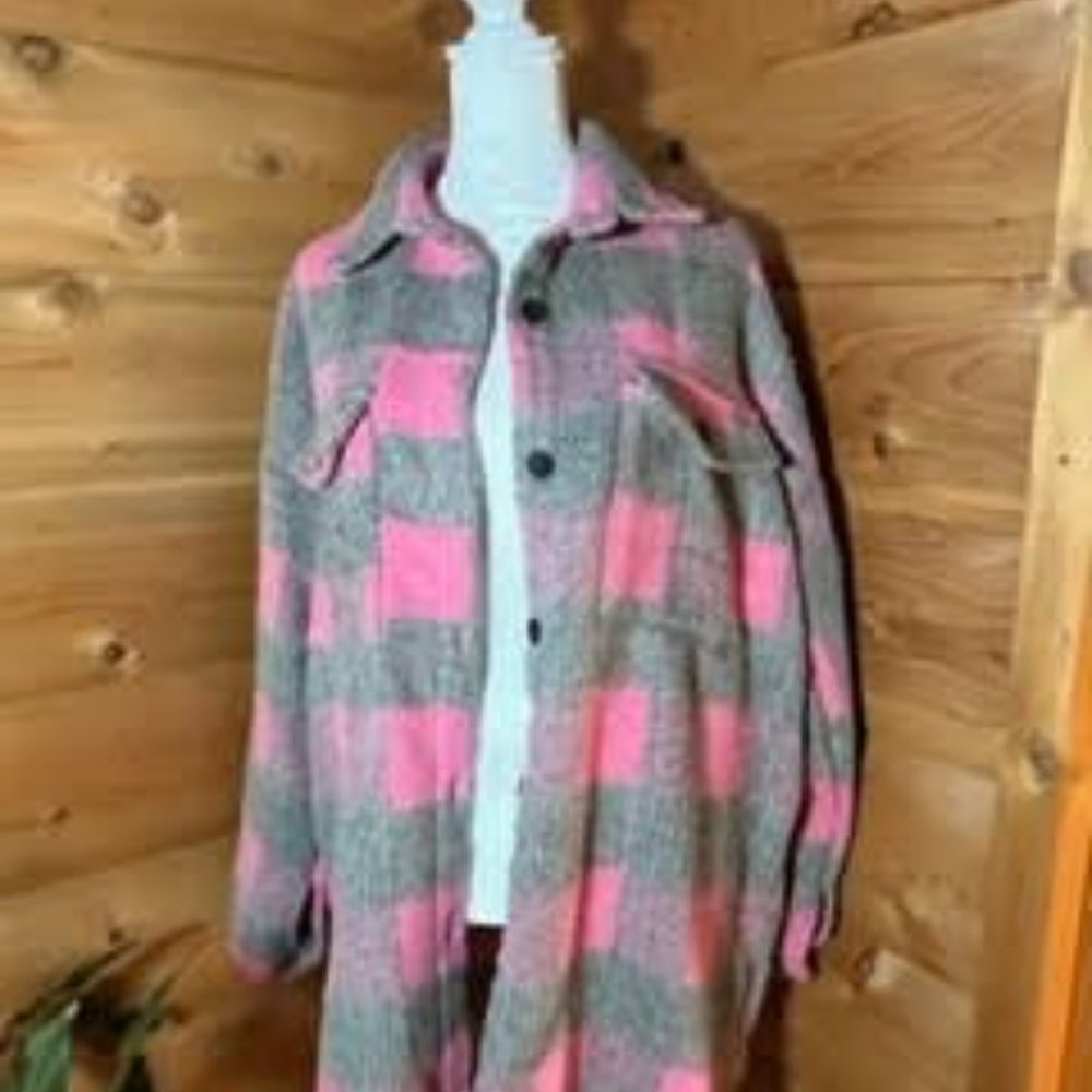 Shacket, Pink and Gray, L